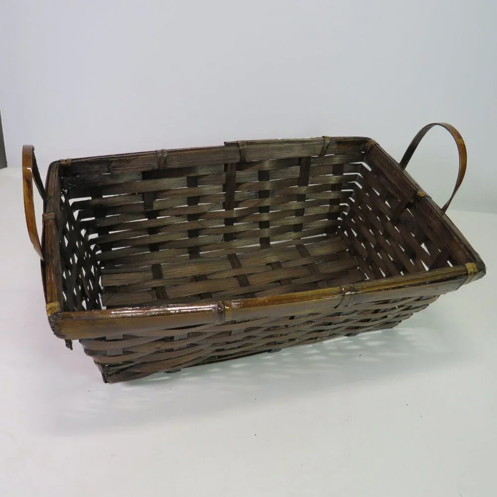 Dark bent wood basket with high gloss 11x7